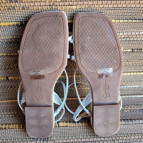Jessica Simpson Silver Quilted Gladiator Strap Sandals Women's Size 9 - Picture 5 of 13
